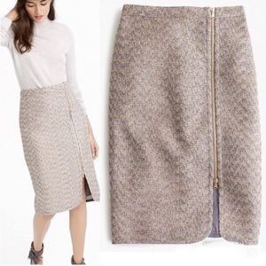 J. Crew Metallic Tweed Zip Front Pencil Skirt